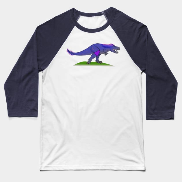 Bad-Knee Rex Baseball T-Shirt by RollingMort91